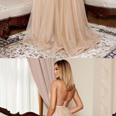 Unique champagne prom dresses,2018 formal party dresses,charming evening dresses - Thumbnail 4