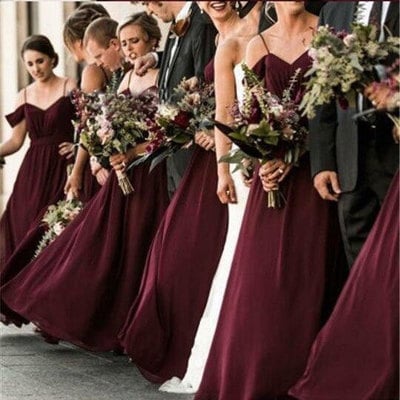 Long Burgundy Bridesmaid Dresses