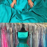 Charming A-Line Scoop Neck Cyan Satin Long Prom Dresses with Beading,Formal Party Dresses - Thumbnail 1