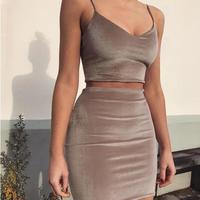 Sexy V-neck Sleeveless Two-Piece Dress - Thumbnail 1