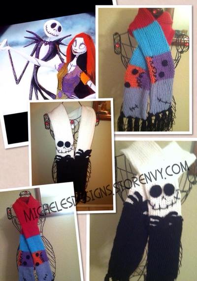 Jack and Sally Inspired Scarf Set