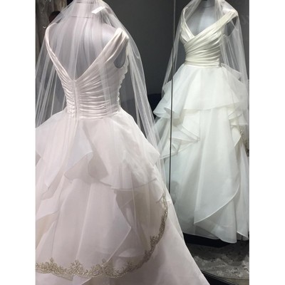 White Wedding Dresses, Long Wedding Dresses, Wedding Dresses Ball Gown Tiered Scoop Bridal Gowns