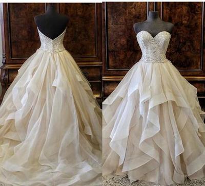 Organza Wedding Dresses Sweetheart Sleeveless Lace Up Floor Length Ball Gown Bridal Dresses Sweet Wedding Gowns