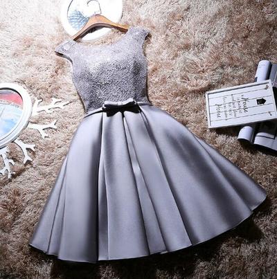 Beauty Sleeveless Stain Prom Dress,Short Homecoming Dress with Lace