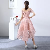 Pink tulle high low short prom dress, pink evening dress - Thumbnail 4