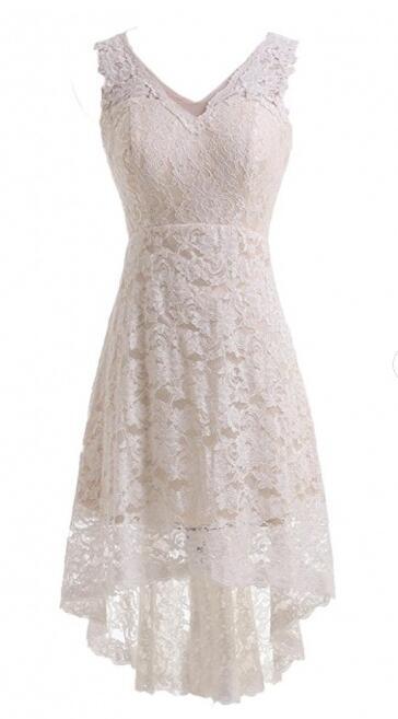 Cute V-neck Short Lace Wedding Dress,Bridal Gown