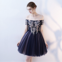 Cute tulle lace off shoulder short prom dress, homecoming dress - Thumbnail 1