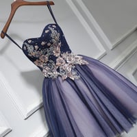 Cute tulle lace  sweetheart neck short prom dress, homecoming dress - Thumbnail 1