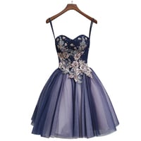 Cute tulle lace  sweetheart neck short prom dress, homecoming dress - Thumbnail 3