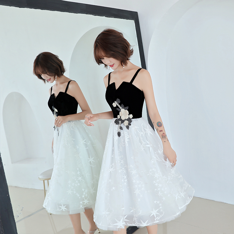Cute black and white short prom dress, homecoming dress