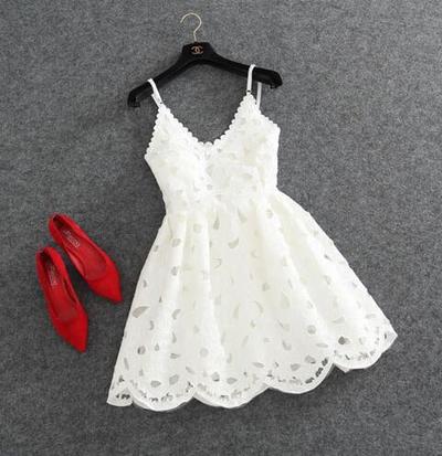 Cute White Lace Homecoming Dress, Short Prom Dress,cocktail dress