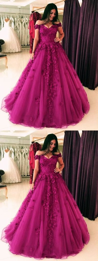 Chic A-Line Off the Shoulder Rose Red Lace Long Prom Dresses,Prom Gown,Evening Party Dresses,Formal Dresses