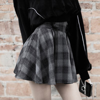 New fashion high waist laced plaid skirt - Thumbnail 2