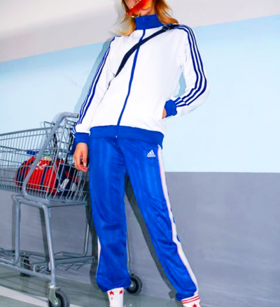 VINTAGE THREE STRIPE TRACK JACKET IN BLUE