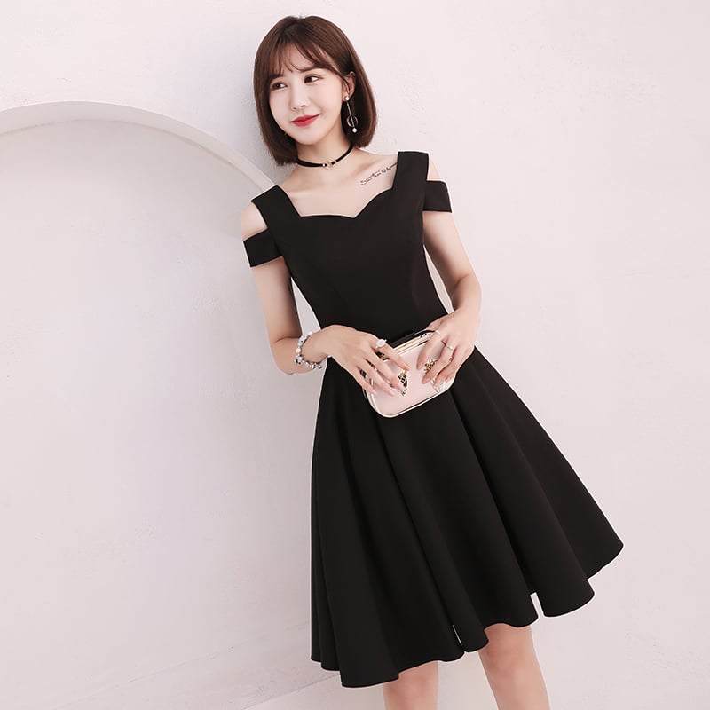 Cute black short prom dress, black homecoming dress