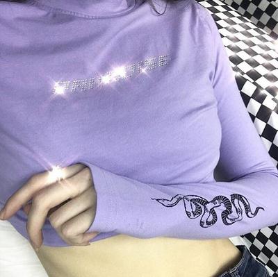 Glitter PARADISE Rhinestone Snake Pastel Purple Top