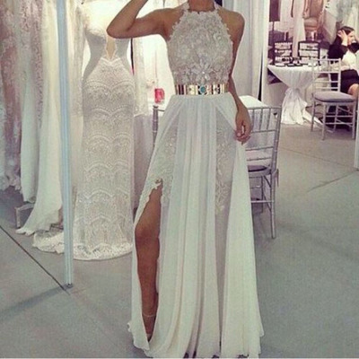 Halter Prom Dress,Lace Prom Dress,A-Line Prom Dress,Long Prom Dress,Elegant Prom Dress