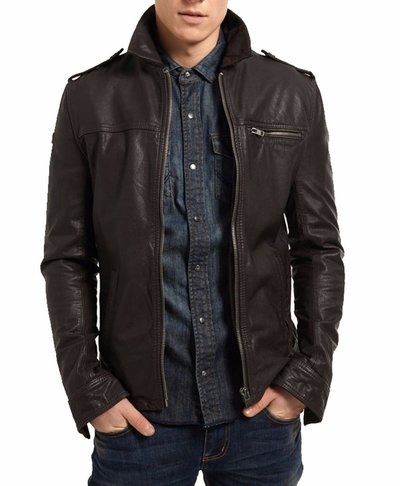 men's genuine leather black jacket, men's biker moto fashion jacket