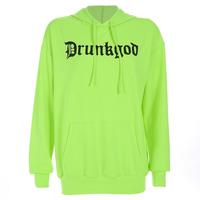 Pocket Fluorescence Green Hoodie Sweatshirt - Thumbnail 4