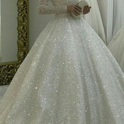 Sparkly white wedding dresses bridal gown prom dresses - Thumbnail 3