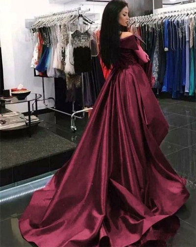 Off the shoulder Maroon Mermaid Prom Dresses
