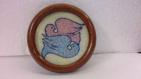 GEM Artwork PICTURE of DOVE Shape in Wooden Frame Nice Collection Gift