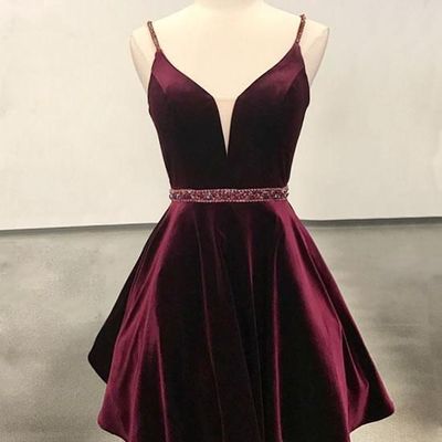 2020 prom dresses,velvet prom dresses,simple short prom dresses,cheap short prom dresses,short homcoming dresses - Thumbnail 1