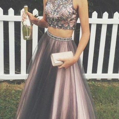 Ball gown brown tulle long prom dresses, 2019 evening dresses, 2019 party dresses - Thumbnail 4
