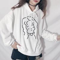 Girl Printed White Hoodie Sweatshirt - Thumbnail 1