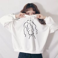 Girl Printed White Hoodie Sweatshirt - Thumbnail 2