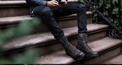 Handmade Men black Military boots, Men black high ankle combat boots, Men boots