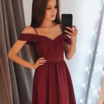 Off the shoulder long prom dresses, split long evening dresses - Thumbnail 2