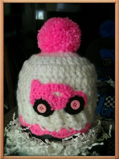 Crochet race car appliqué
