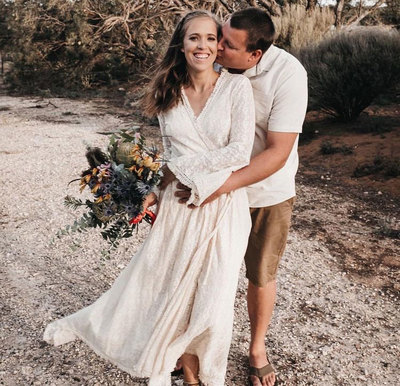 V Neck Boho Long Sleeves Wedding Dresses