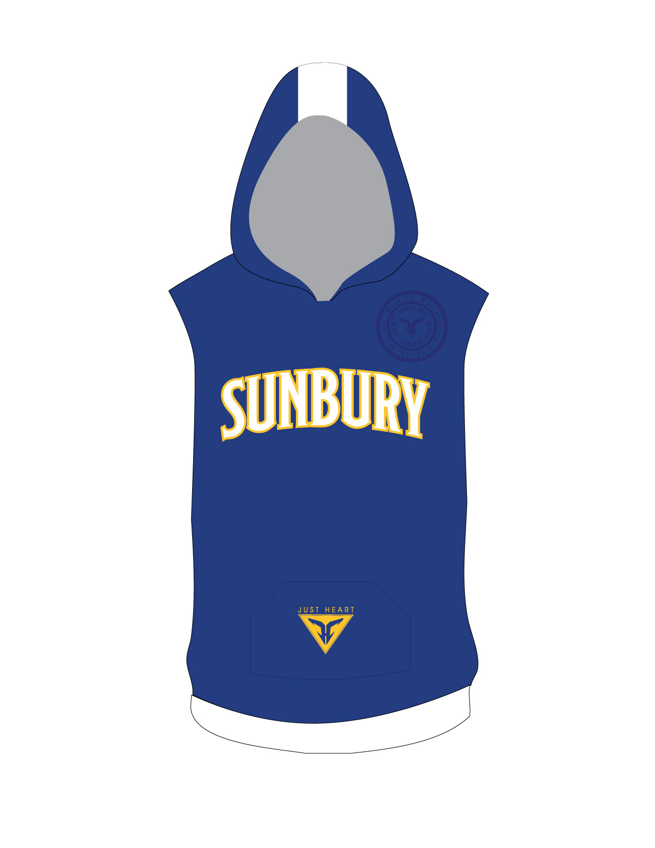 Sunbury Basketball royal blue sleeveless hoodies
