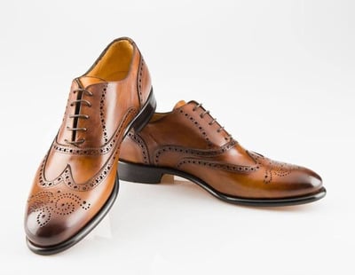Handmade Brown Color Leather Shoes, Men's Wing Tip Lace Up Formal Shoes