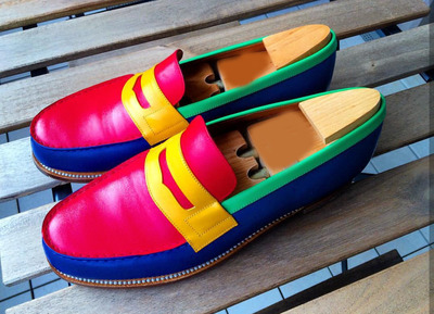 Handmade Multi Color Leather Shoes, Men's Loafer Slip On Dress Shoes