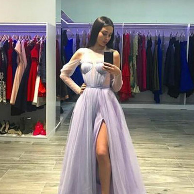 Floor length long prom dresses with split side - Thumbnail 5