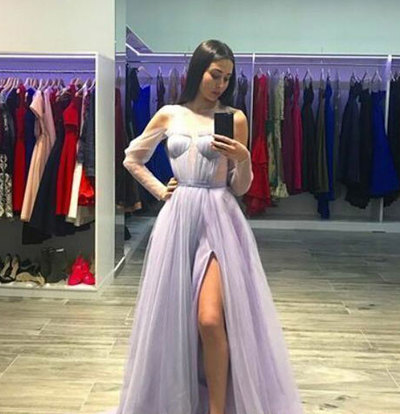 Floor Length Long Prom Dresses with Split Side