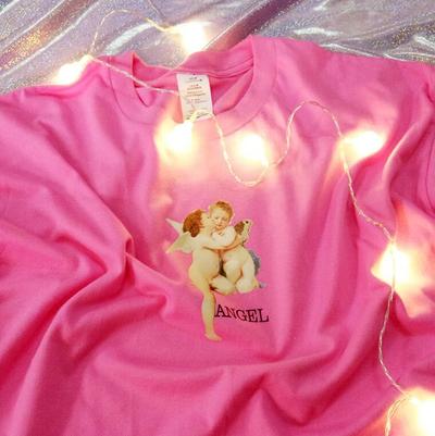 Cupid Angel in Love Printed Pink Tee