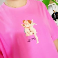 Cupid Angel in Love Printed Pink Tee - Thumbnail 4