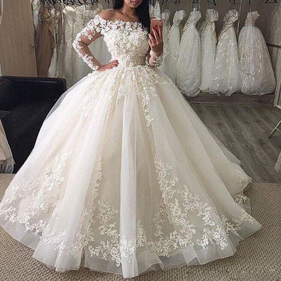 Ball Gown Wedding Dresses with Appliques Bridal Gown