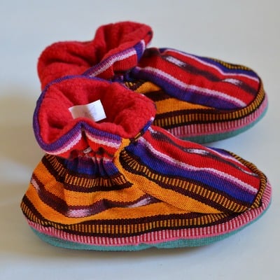 Size 9-9.5 infant/toddler cotton woven booties - Thumbnail 2