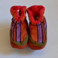 Size 3-3.5 Infant/Toddler Cotton Woven Booties - Thumbnail 1