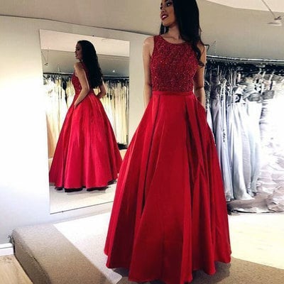 Long beaded prom dresses with pockets - Thumbnail 5