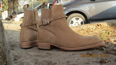Handmade Men's Brown Suede Ankle Boots, Men's Jodhpurs Buckle Casual Boot