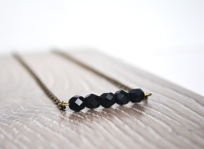 Midnight Black Bar Necklace, Minimal Black Necklace