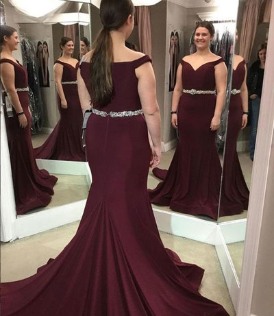 Off the Shouder Plus Size Mermaid Prom Dresses