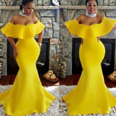 Mermaid yellow prom dresses for women - Thumbnail 4
