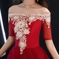 Burgundy short prom dress, high low evening dress - Thumbnail 1